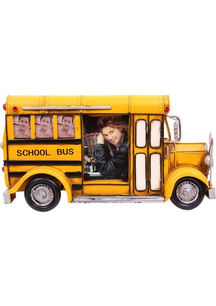 Dekoratif Metal Çerçeve Okul Otobüsü Temalı