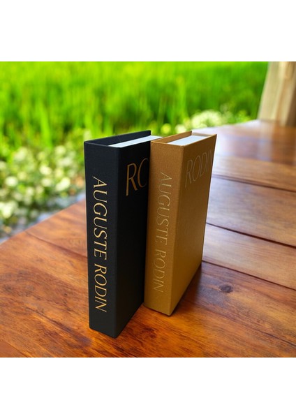 2li Dekoratif Kumaş Kaplı Kitap Kutu Seti Rodin Altın Italyan Kumaş fiyatları