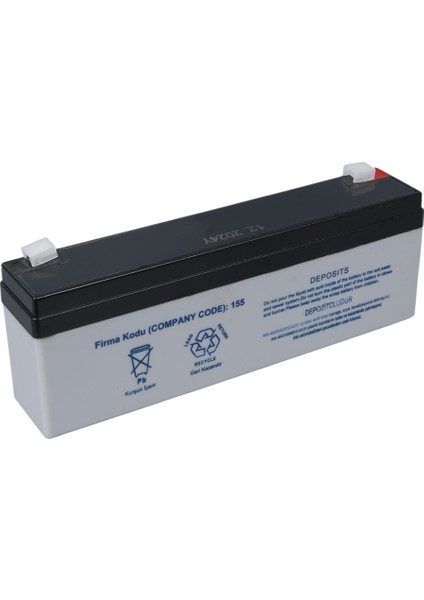 YH-122.3 12 Volt - 2.3 Amper Yatık Uzun Akü (176 x 61 x 33 Mm)