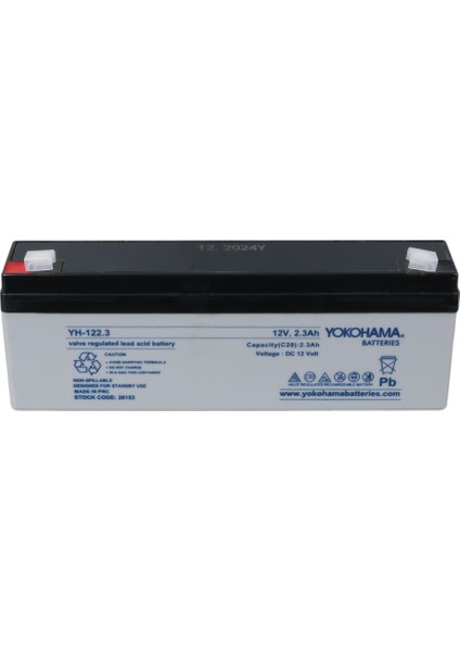 YH-122.3 12 Volt - 2.3 Amper Yatık Uzun Akü (176 x 61 x 33 Mm)