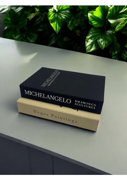 Itayan Kumaş Kaplı 2li Dekoratif Kitap Kutu Seti Michelangelo & Degas Set