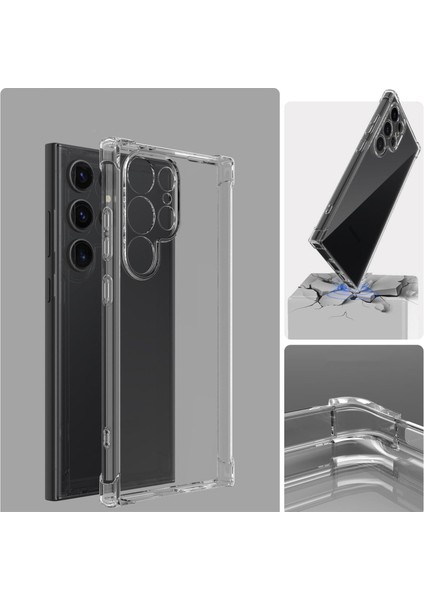 Caseworld Samsung Galaxy S25 Ultra Kapak Kamera Korumalı Airbag Antishock Köşe Korumalı Şeffaf Silikon Kılıf modelleri