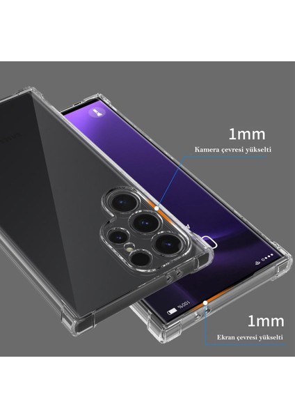 Caseworld Samsung Galaxy S25 Ultra Kapak Kamera Korumalı Airbag Antishock Köşe Korumalı Şeffaf Silikon Kılıf fırsatları