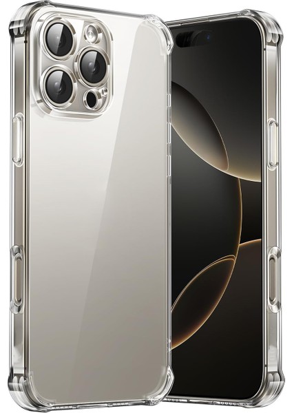 Caseworld Apple iPhone 16 Pro Kapak Kamera Korumalı Airbag Antishock Köşe Korumalı Şeffaf Silikon Kılıf