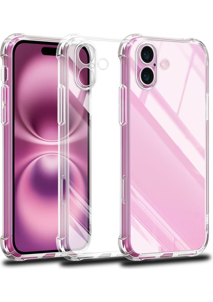 Caseworld Apple iPhone 16 Plus Kapak Kamera Korumalı Airbag Antishock Köşe Korumalı Şeffaf Silikon Kılıf