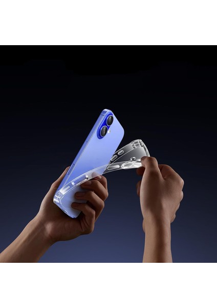 Caseworld Apple iPhone 16 Plus Kapak Kamera Korumalı Airbag Antishock Köşe Korumalı Şeffaf Silikon Kılıf