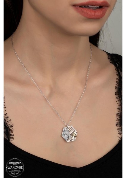 Swr Zirconia Arı Kovanı Kadın Gümüş Kolye