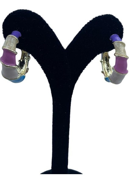 Multi Mineli Halka Celik Civi Kullanılmıştır.altın Kaplama Küpe