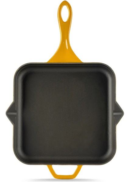 28X28 cm Kare Çift Kulplu Döküm Kızartma Tava – Sarı Hs K Ktv 2828