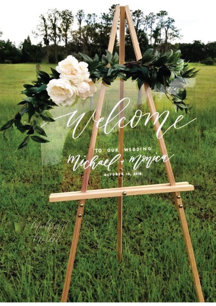 Düğün Karşılama Yazısı - 35X50 Şeffaf Pleksi Kına Söz Nişan Organizasyon