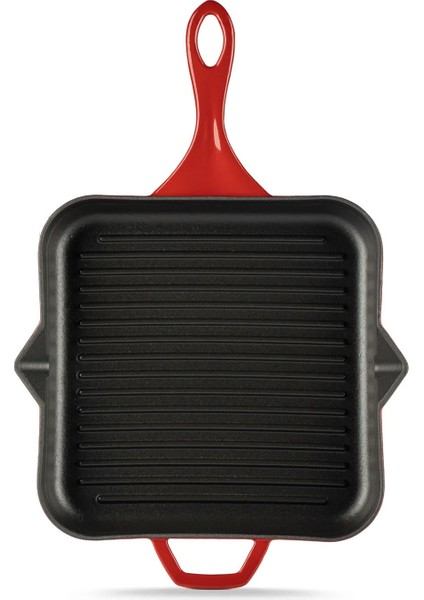 Hskgtv 2828 Kare Grill Döküm Tava 28X28 cm Yardımcı Kulplu Kırmızı modelleri