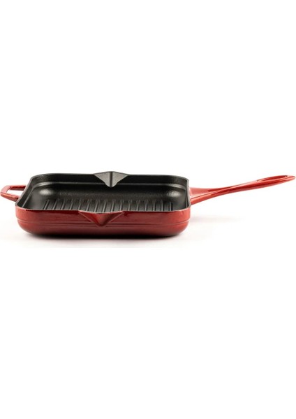 Hskgtv 2828 Kare Grill Döküm Tava 28X28 cm Yardımcı Kulplu Kırmızı indirimleri