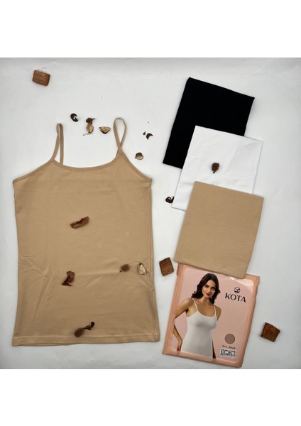 Ip Askılı Kadın Atlet Beyaz-Siyah-Ten 3'lü Paket fiyatları