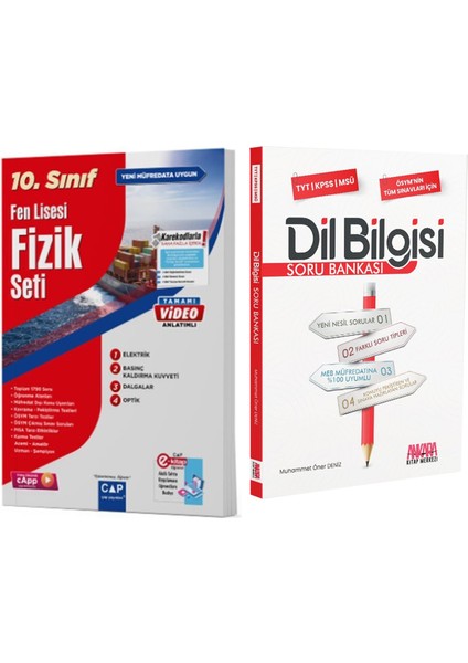Çap 10. Sınıf Fen Lisesi Fizik Seti ve Akm Dil Bilgisi Soru Bankası Seti 2 Kitap