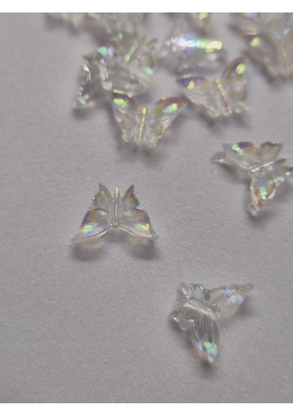 50 Adet Aurora Kelebek Parlak Kristal Tırnak Süsleri, Tırnak Charm Protez Tırnak Nail Art Süslemepar