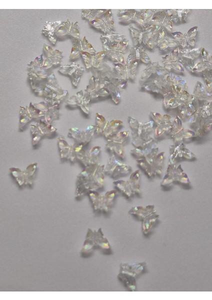 50 Adet Aurora Kelebek Parlak Kristal Tırnak Süsleri, Tırnak Charm Protez Tırnak Nail Art Süslemepar modelleri
