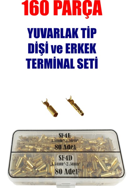 160 Parça Izolesiz Yuvarlak Tip Dişi ve Erkek Terminal Seti