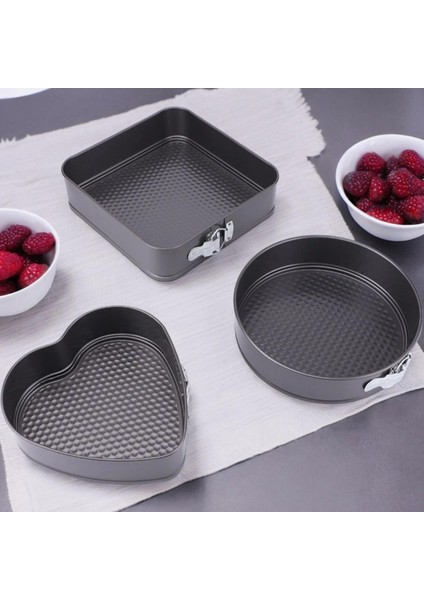 Üç Boy Kelepçeli Kek Kalıbı Seti Kalpli Gri 24CM 22CM 20CM indirimleri