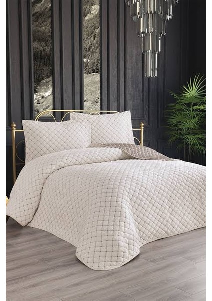 My Bed Home Jakar Kapitoneli 3 Parça Çift Kişilik Çift Taraflı Yatak Örtüsü