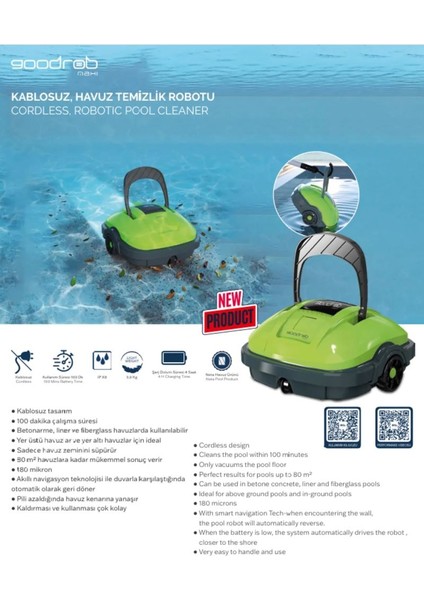 Maxi Kablosuz Havuz Temizlik Robotu modelleri