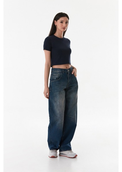 Basic Bisiklet Yaka Crop Tişört modelleri