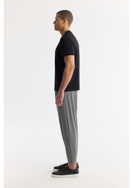 Erkek Siyah Bisiklet Yaka Baskılı Bi Stretch Interlok T-shirt A51y1135