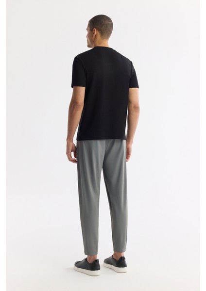 Erkek Siyah Bisiklet Yaka Baskılı Bi Stretch Interlok T-shirt A51y1135