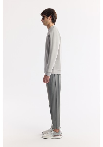 Erkek Gri Bisiklet Yaka Baskılı Bi Stretch Interlok Sweatshirt A51y1204