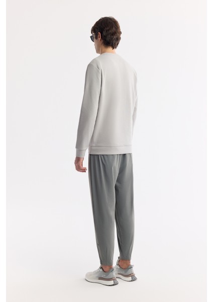 Erkek Gri Bisiklet Yaka Baskılı Bi Stretch Interlok Sweatshirt A51y1204