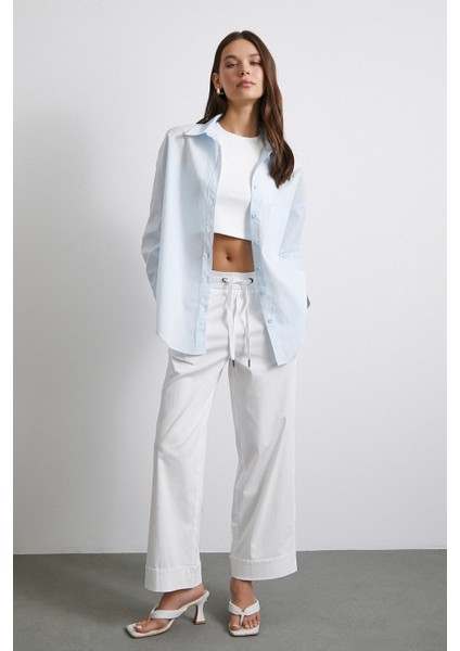 Oversize Pamuklu Gömlek Açık Mavi fiyatları