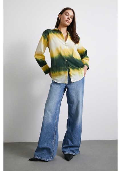 Degrade Desenli Gömlek Yeşil