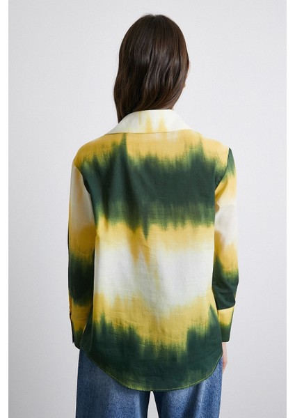 Degrade Desenli Gömlek Yeşil modelleri