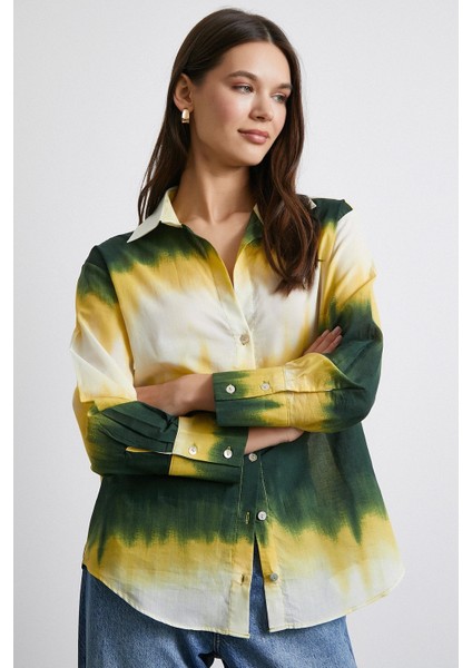 Degrade Desenli Gömlek Yeşil indirimleri