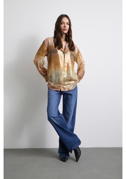 Desenli Krinkıl Gömlek Haki fiyatları