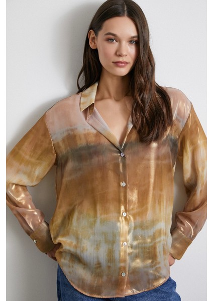 Desenli Krinkıl Gömlek Haki fırsatları