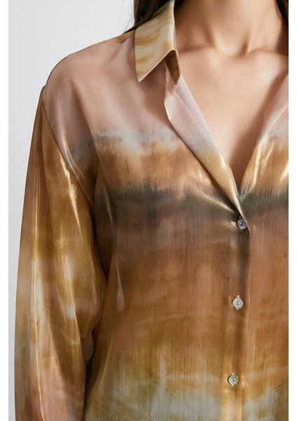 Desenli Krinkıl Gömlek Haki indirimleri