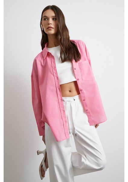 Lendy Keten Gömlek Pembe modelleri