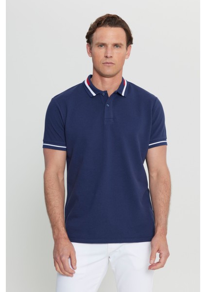 Slim Fit Dar Kesim %100 Pamuk Polo Yaka Tişört