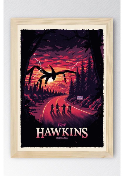 Stranger Things Hawkins Çerçeveli Tablo - Dizi Posteri Tablo