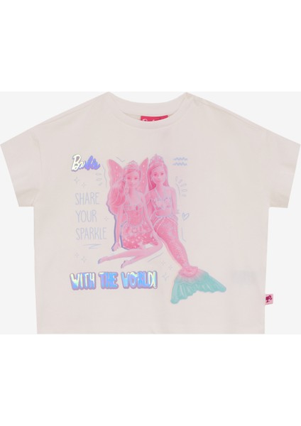 Baskılı Ekru Kadın T-Shirt BRB5SG-TST6543
