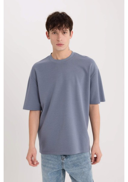 Oversize Geniş Kalıp Ütü Gerektirmeyen Bisiklet Yaka Kısa Kollu Basic Düz Ağır Kumaş Tişört X3926AZ25SP modelleri