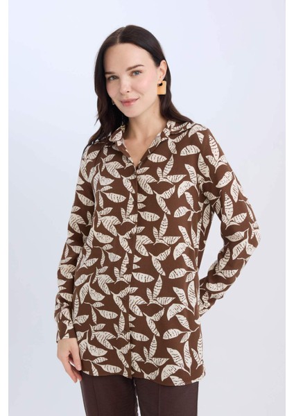 Loose Fit Desenli Uzun Kollu Gömlek Tunik T0609AZ25SP