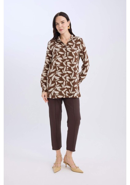 Loose Fit Desenli Uzun Kollu Gömlek Tunik T0609AZ25SP