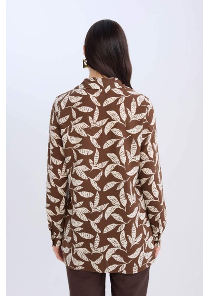 Loose Fit Desenli Uzun Kollu Gömlek Tunik T0609AZ25SP