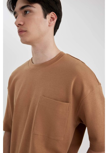 Oversize Geniş Kalıp Bisiklet Yaka Basic Düz Kısa Kollu %100 Pamuk Ağır Kumaş Tişört T3661AZ24SP modelleri