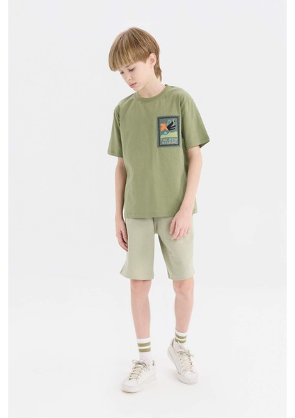 Erkek Çocuk Bisiklet Yaka Nakışlı Kısa Kollu Tişört fiyatları