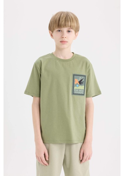 Erkek Çocuk Bisiklet Yaka Nakışlı Kısa Kollu Tişört modelleri