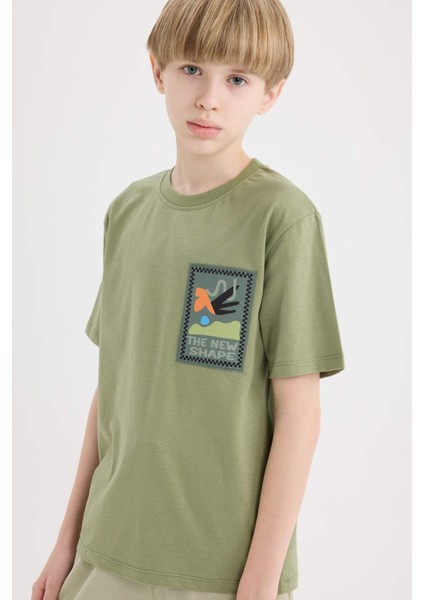Erkek Çocuk Bisiklet Yaka Nakışlı Kısa Kollu Tişört fırsatları