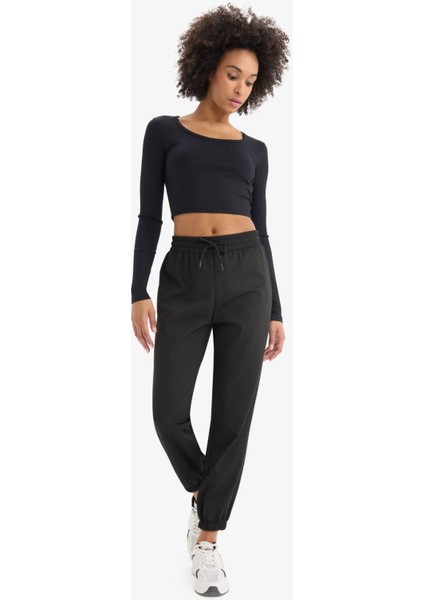 fit Crop Bisiklet Yaka Sporcu Uzun Kollu TIŞÖRT E7282AX24WN