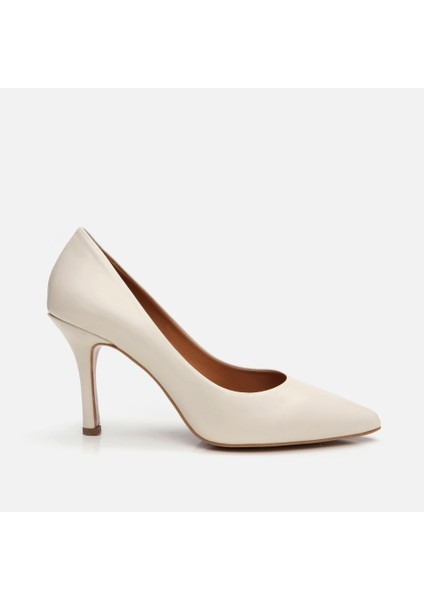 01AYH304180A400 Deri Ekru Kadın Stiletto